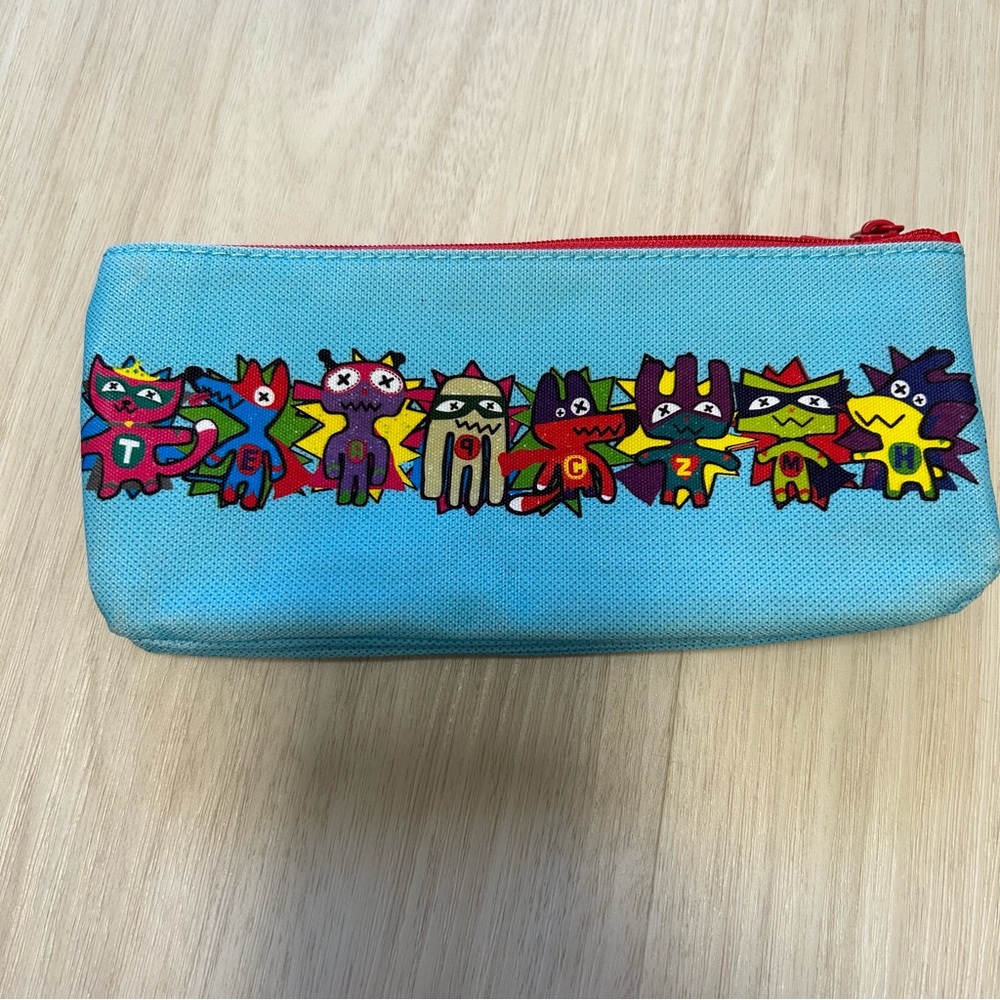 Paperchase blue‎ ugly doll alien monster kawaii double zip pencil pen case.